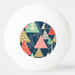 Christmas Trees Festive Seamless Illustration. Ping Pong Ball