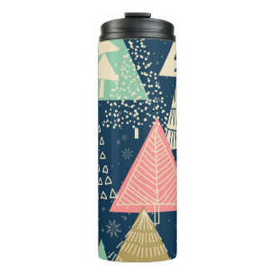 Christmas Trees Festive Seamless Illustration. Thermal Tumbler