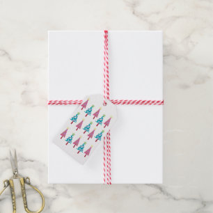 Christmas Trees Gift Tags Pink & Blue 