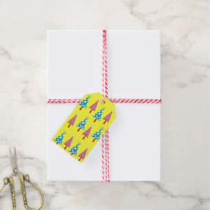 Christmas Trees Gift Tags Pink & Blue Yellow