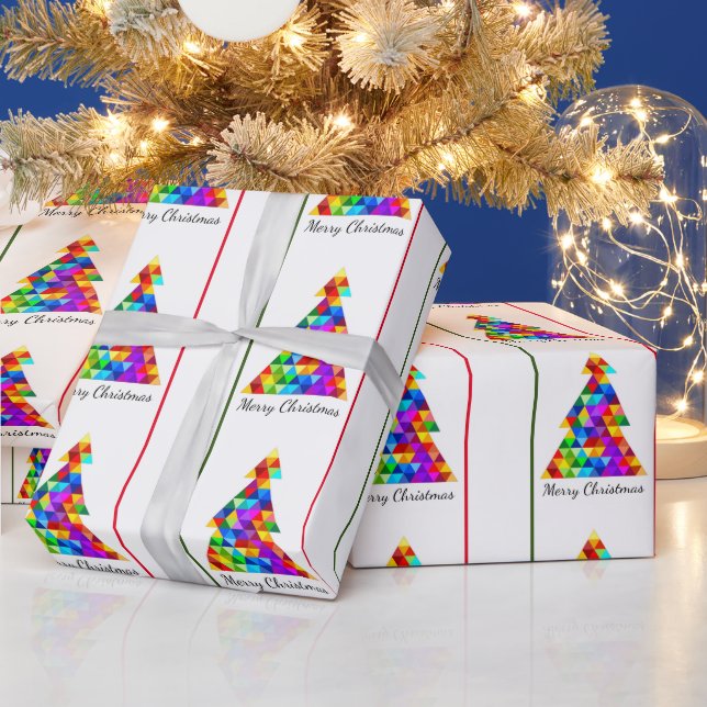 Christmas Trees Glitter Patterned Graphic Modern Wrapping Paper (Holidays)