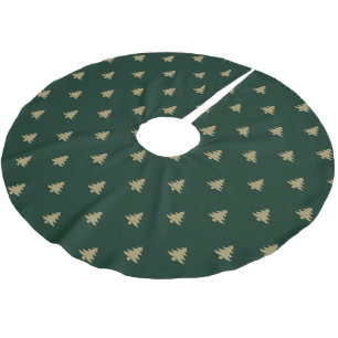 Christmas Trees gold dark pine green pattern cute Brushed Polyester Tree Skirt