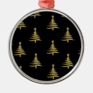 Christmas Trees Gold on Black Metal Tree Decoration