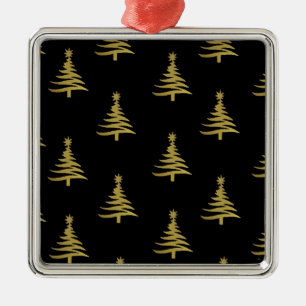 Christmas Trees Gold on Black Metal Tree Decoration