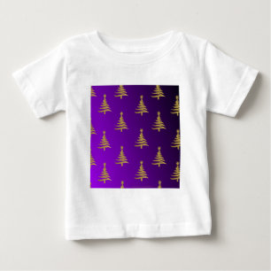 Christmas Trees Gold on Purple Baby T-Shirt