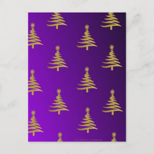 Christmas Trees Gold on Purple Holiday Postcard