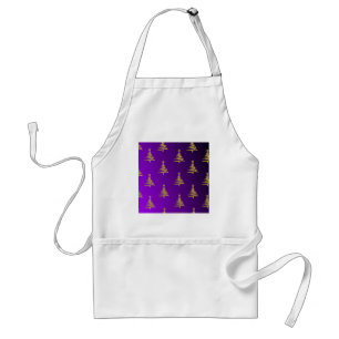 Christmas Trees Gold on Purple Standard Apron