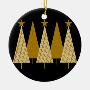 Christmas Trees - Gold Ribbon Ceramic Tree Decoration