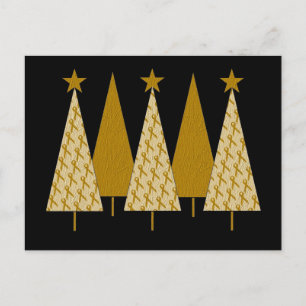 Christmas Trees - Gold Ribbon Holiday Postcard
