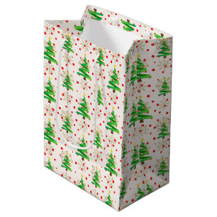 Christmas Trees & Gold Snowflakes Medium Gift Bag