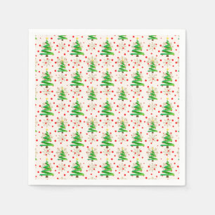 Christmas Trees & Gold Snowflakes Napkin