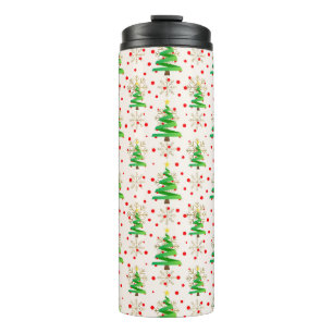 Christmas Trees & Gold Snowflakes Thermal Tumbler