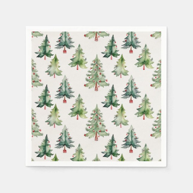 Christmas Trees Green Fir Trees Napkins (Front)