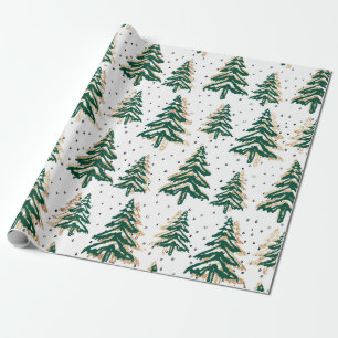 christmas trees green holiday wrapping paper