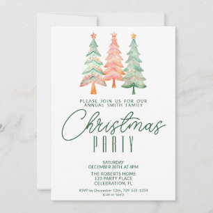 Christmas Trees Green Party Invitation