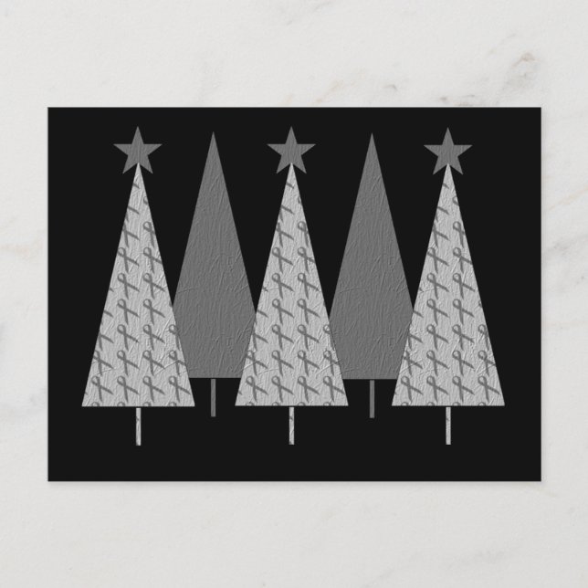 Christmas Trees - Grey Ribbon Diabetes Holiday Postcard (Front)