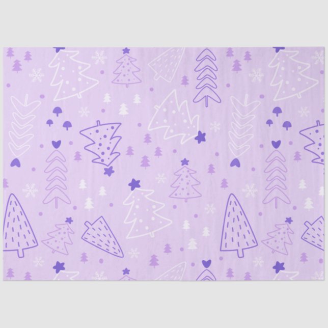 Christmas Trees Hearts Stars Christmas Tissue Paper (Front)