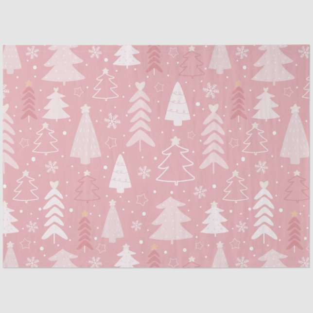 Christmas Trees Hearts Stars Christmas Tissue Paper (Front)