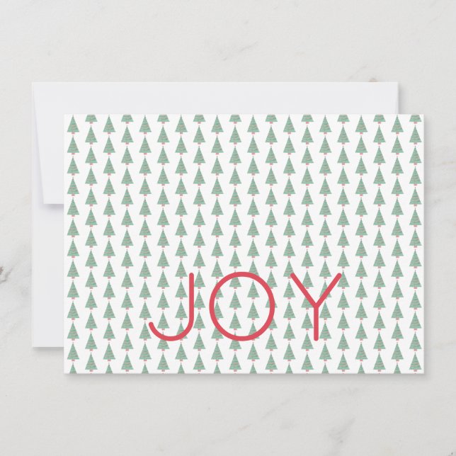 Christmas Trees Holiday JOY Red Green White  Card (Front)