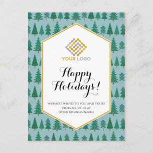 Christmas Trees Holiday Modern Logo Business Postcard