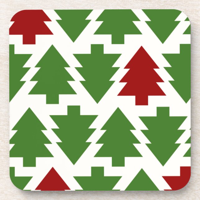 Christmas Trees Holiday Pattern Coaster (Front)