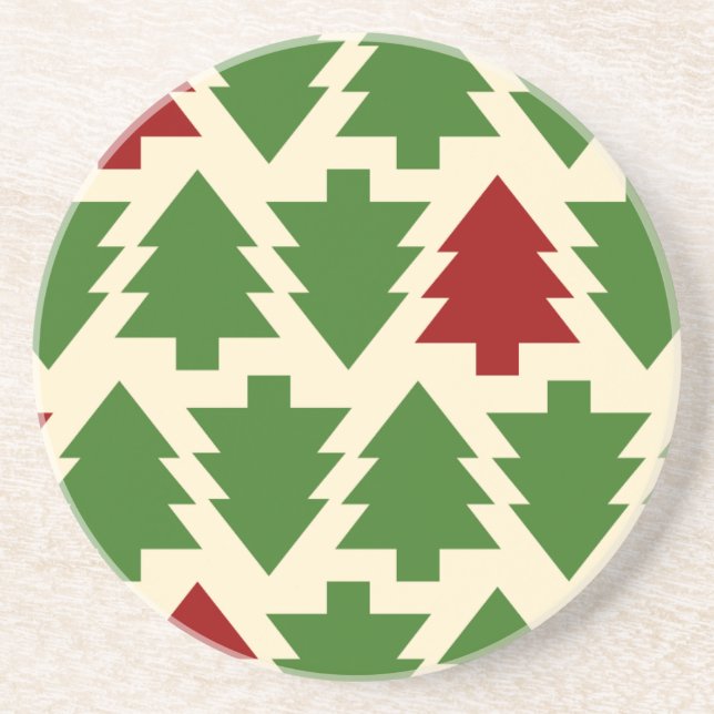 Christmas Trees Holiday Pattern Coaster (Front)