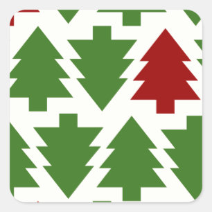 Christmas Trees Holiday Pattern Square Sticker