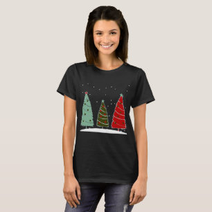 Christmas trees holiday snow festive T-shirt