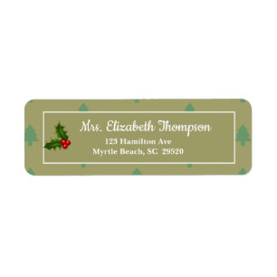Christmas Trees & Holly Return Address Labels