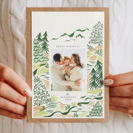 Christmas trees illustation holiday photo card