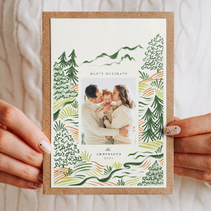 Christmas trees illustation holiday photo card