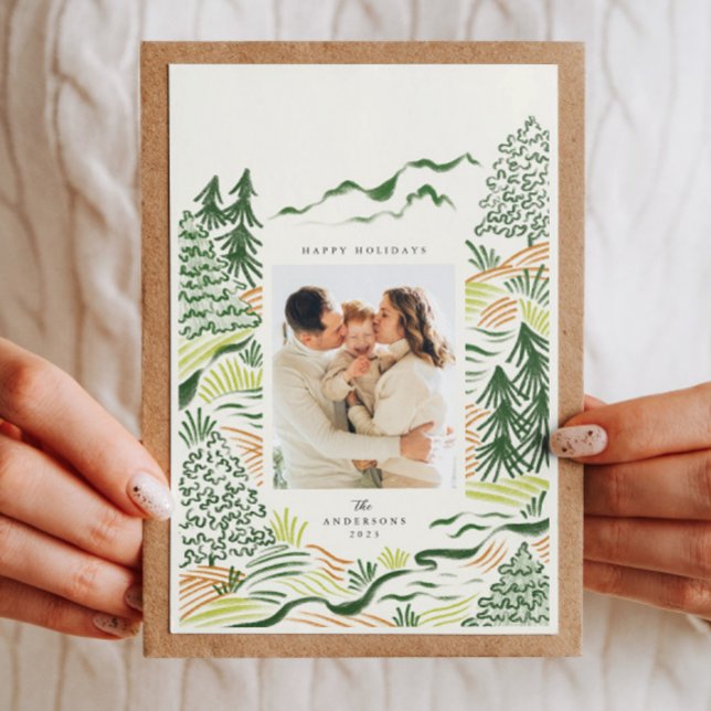 Christmas trees illustation holiday photo card (Creator Uploaded)