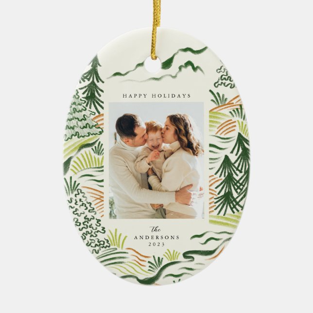 Christmas trees illustation holiday photo ceramic tree decoration (Front)