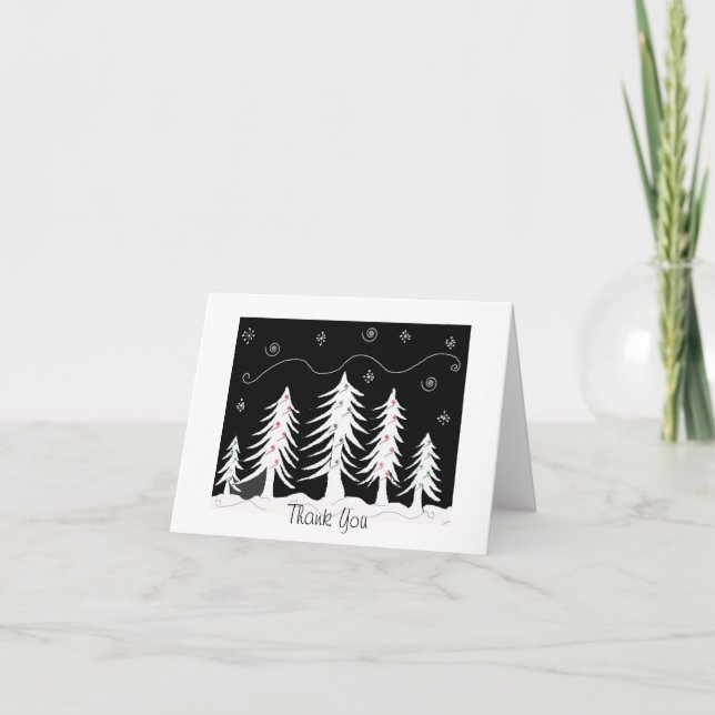 Christmas Trees in Black and White Holiday Card (Front)