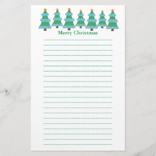 Christmas Trees in Pointillism Lined Stationery