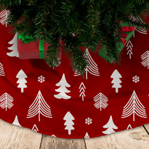 Christmas Trees in red and white Brushed Polyester Tree Skirt