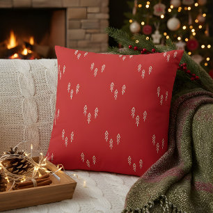 Christmas Trees in red and white Lumbar Pillow