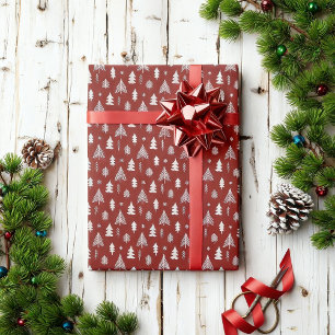 Christmas Trees in red and white Wrapping Paper