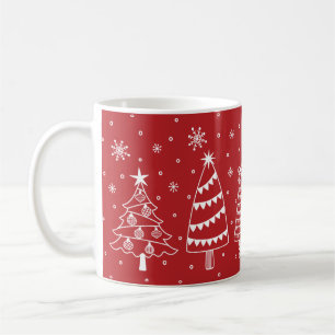 Christmas Trees in Snow Chalk Board Red and White Coffee Mug