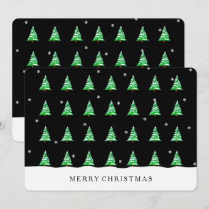 Christmas trees in the snow black invitation card