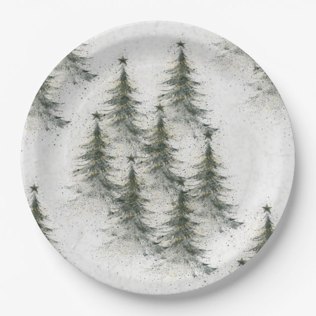 Christmas trees in the Woods Paper Plate (Front)