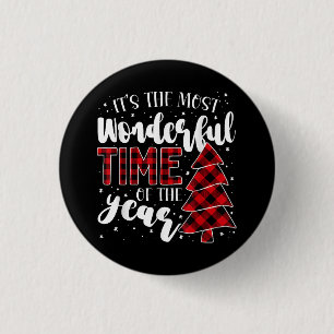Christmas Trees It's the Most Wonderful Time of th 3 Cm Round Badge