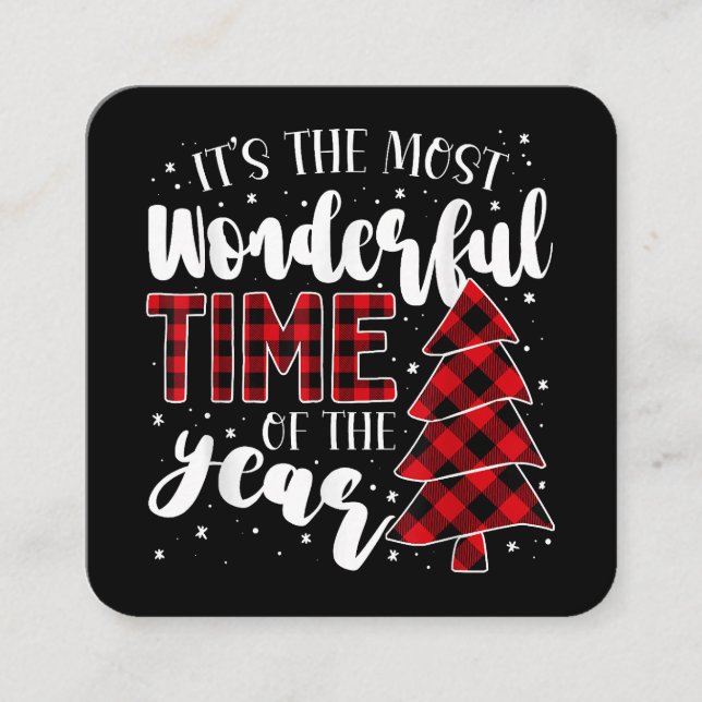 Christmas Trees It's the Most Wonderful Time of th Square Business Card (Front)