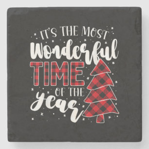 Christmas Trees It's the Most Wonderful Time of th Stone Coaster