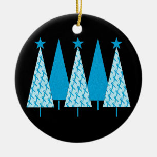 Christmas Trees - Light Blue Ribbon Ceramic Tree Decoration