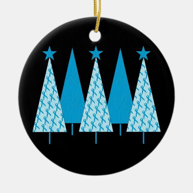 Christmas Trees - Light Blue Ribbon Ceramic Tree Decoration (Front)