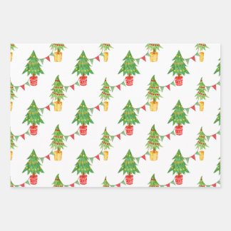 Christmas Trees, Lights and Decorations Wrapping Paper Sheet