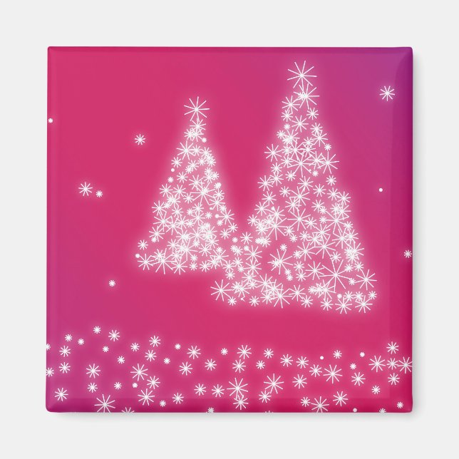 Christmas Trees made out of Snowflakes Magnet (Front)