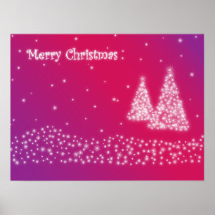 Christmas Trees made out of Snowflakes Poster