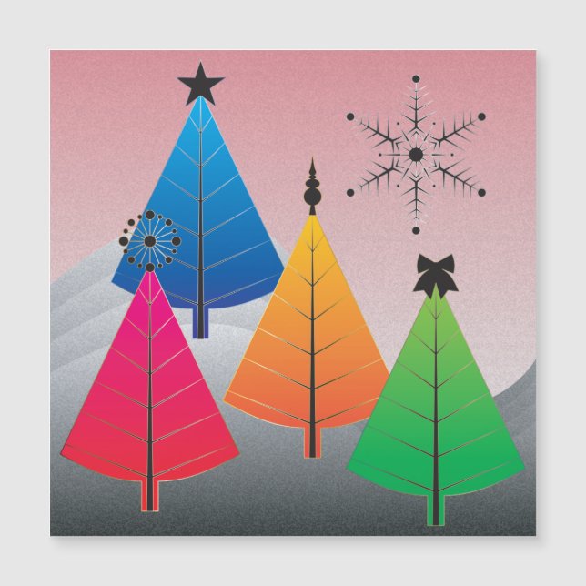 Christmas Trees Magnet Card (Front)